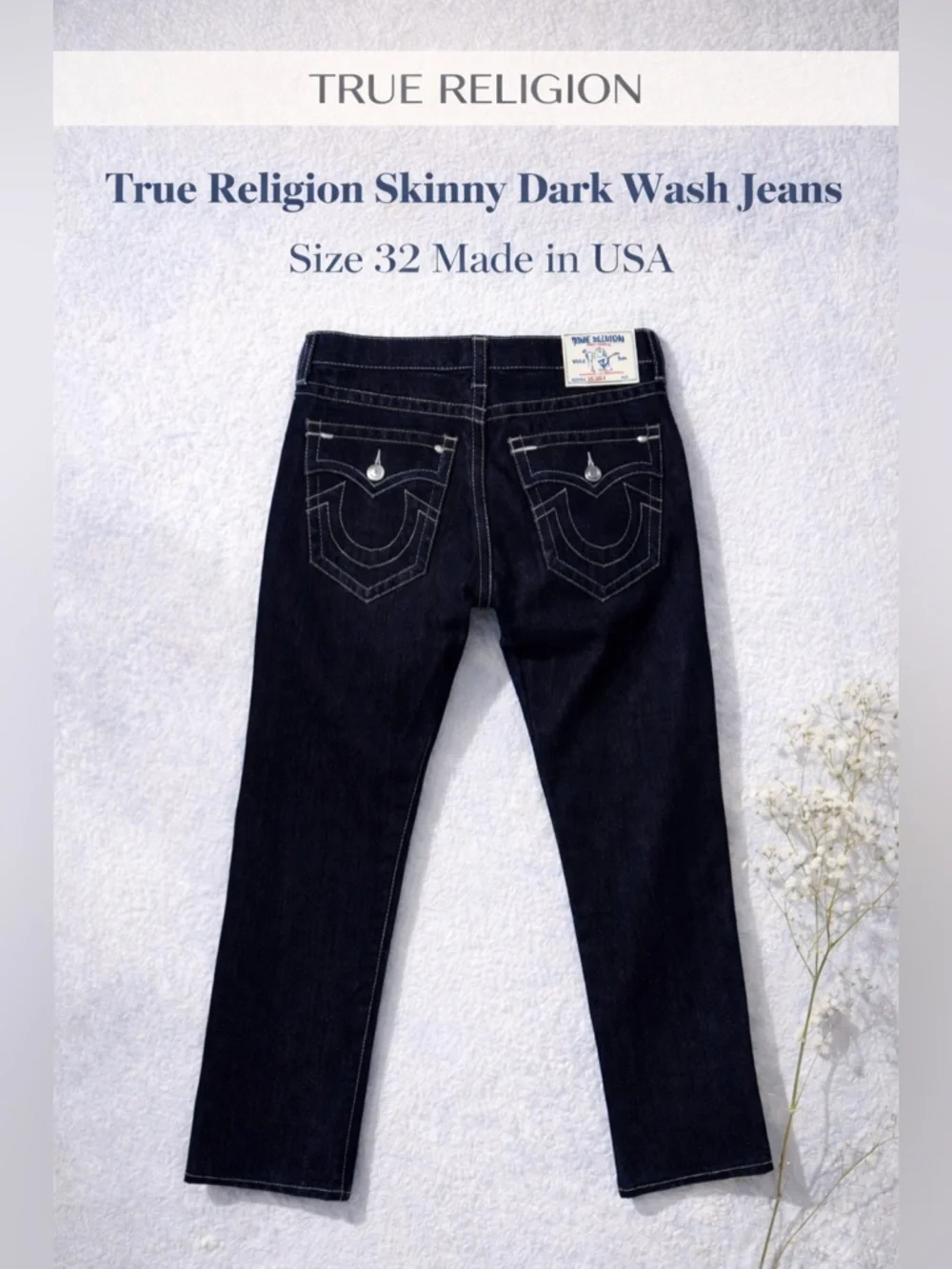 True Religion Skinny Dark Wash Jeans Size 32 Made in USA